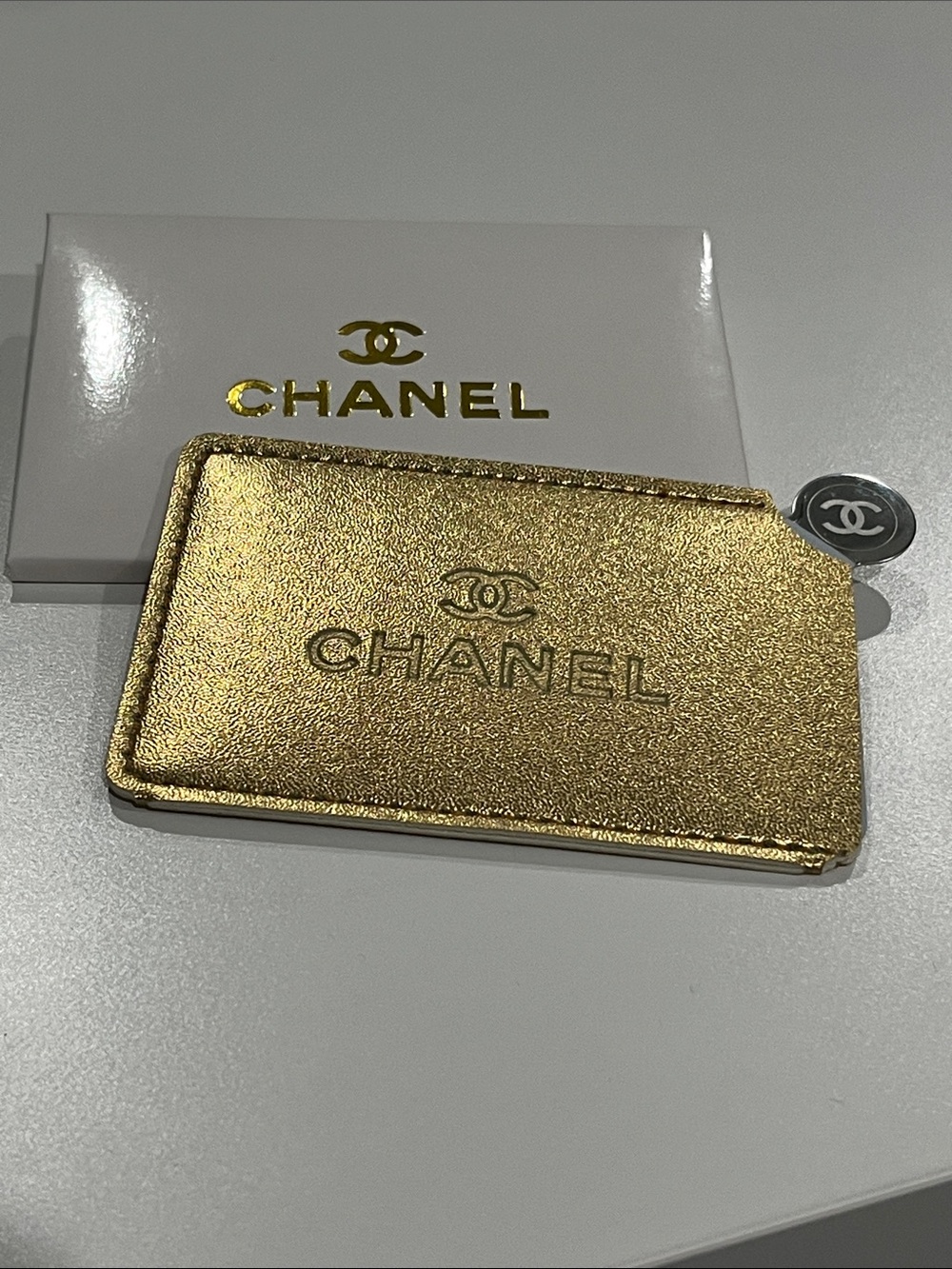 CHANEL GWP Gold Metallic Card Holder  & Mirror